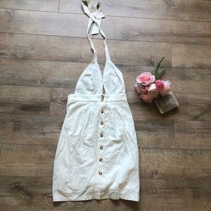 Halter tied white dress